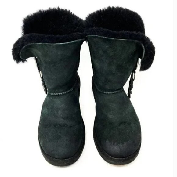 UGG Australia Azalea Black Sheepskin Shearling & UGG Charms Boots - Size 7 - Picture 7 of 10